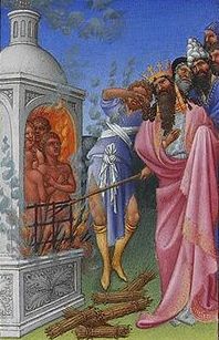 Saint du jour - Page 7 220px-Folio_40v_-_The_Three_Hebrews_Cast_into_the_Fiery_Furnace