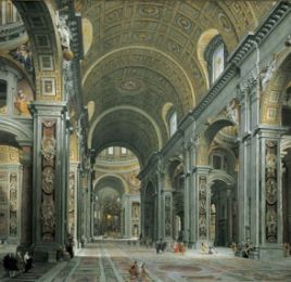 Saint du jour - Page 5 Giovanni_Paolo_Panini_-_Interior_of_St__Peter_27s_2C_Rome0